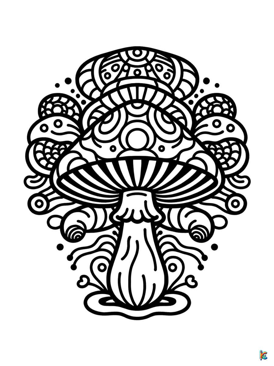 trippy mushroom coloring pages for adults