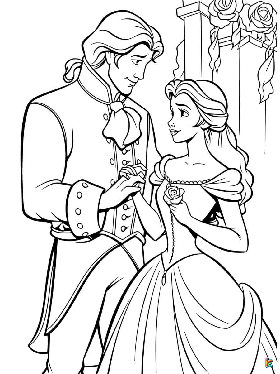 Belle and Prince Coloring Pages