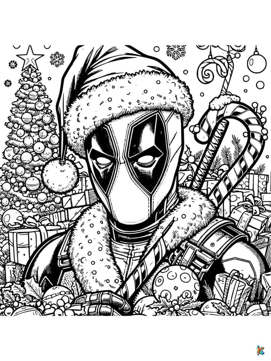 Christmas Deadpool Color Pages