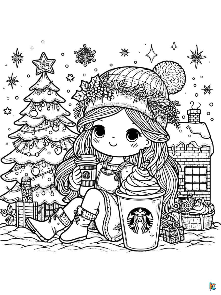 Christmas Starbucks Coloring Pages