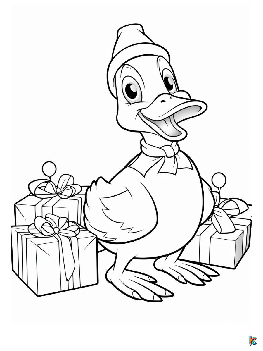Cute Christmas Duck Coloring Pages