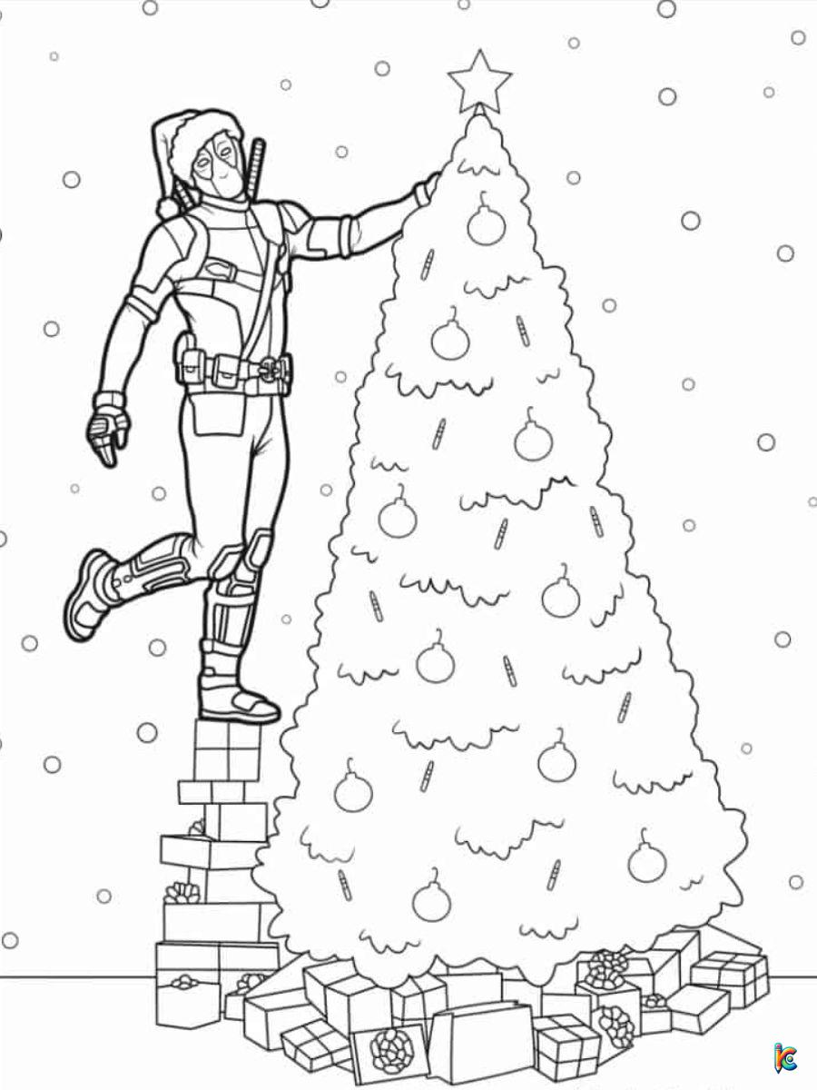 Deadpool Christmas Coloring Page