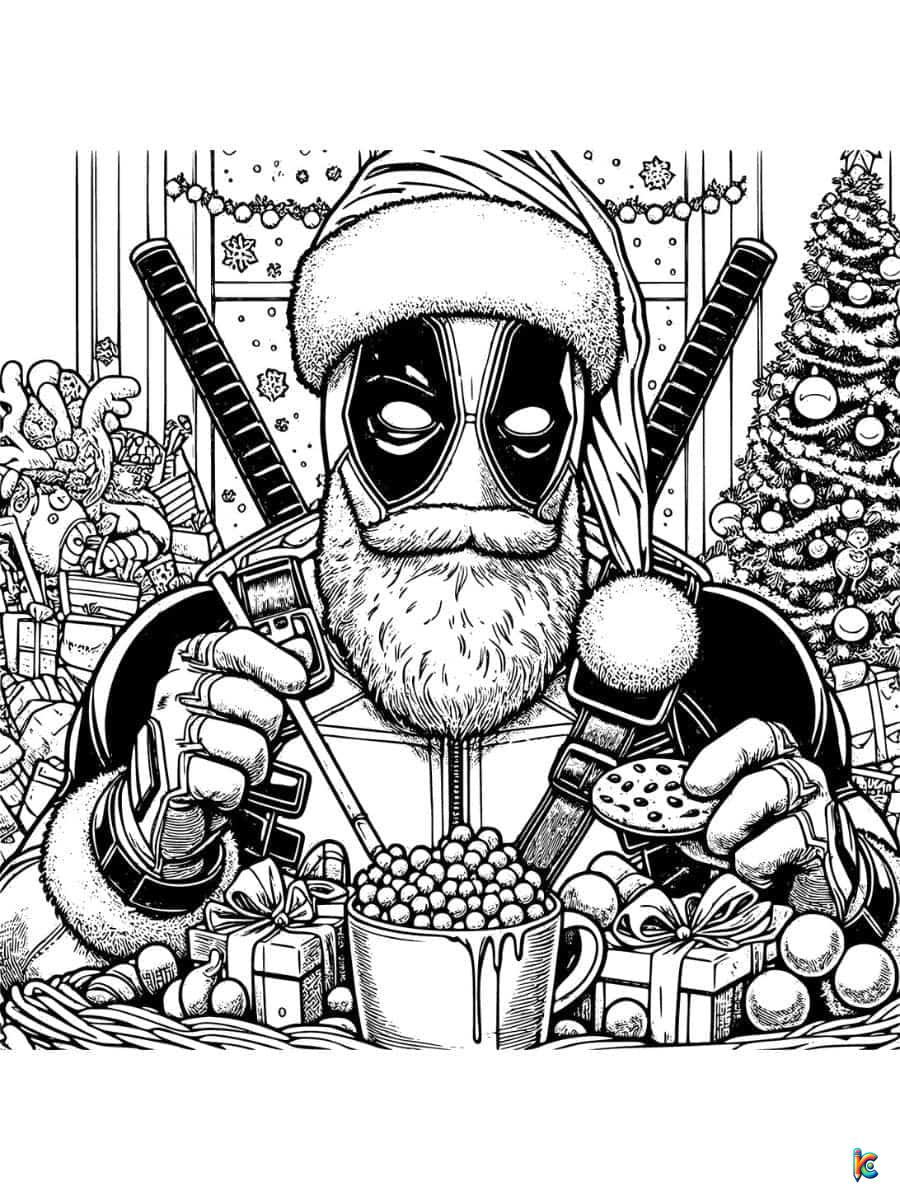 Deadpool Christmas Coloring Pages