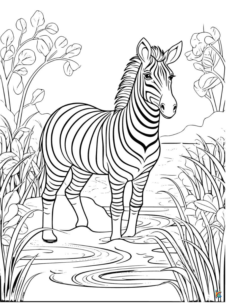 Difficult Zebra Coloring Pages
