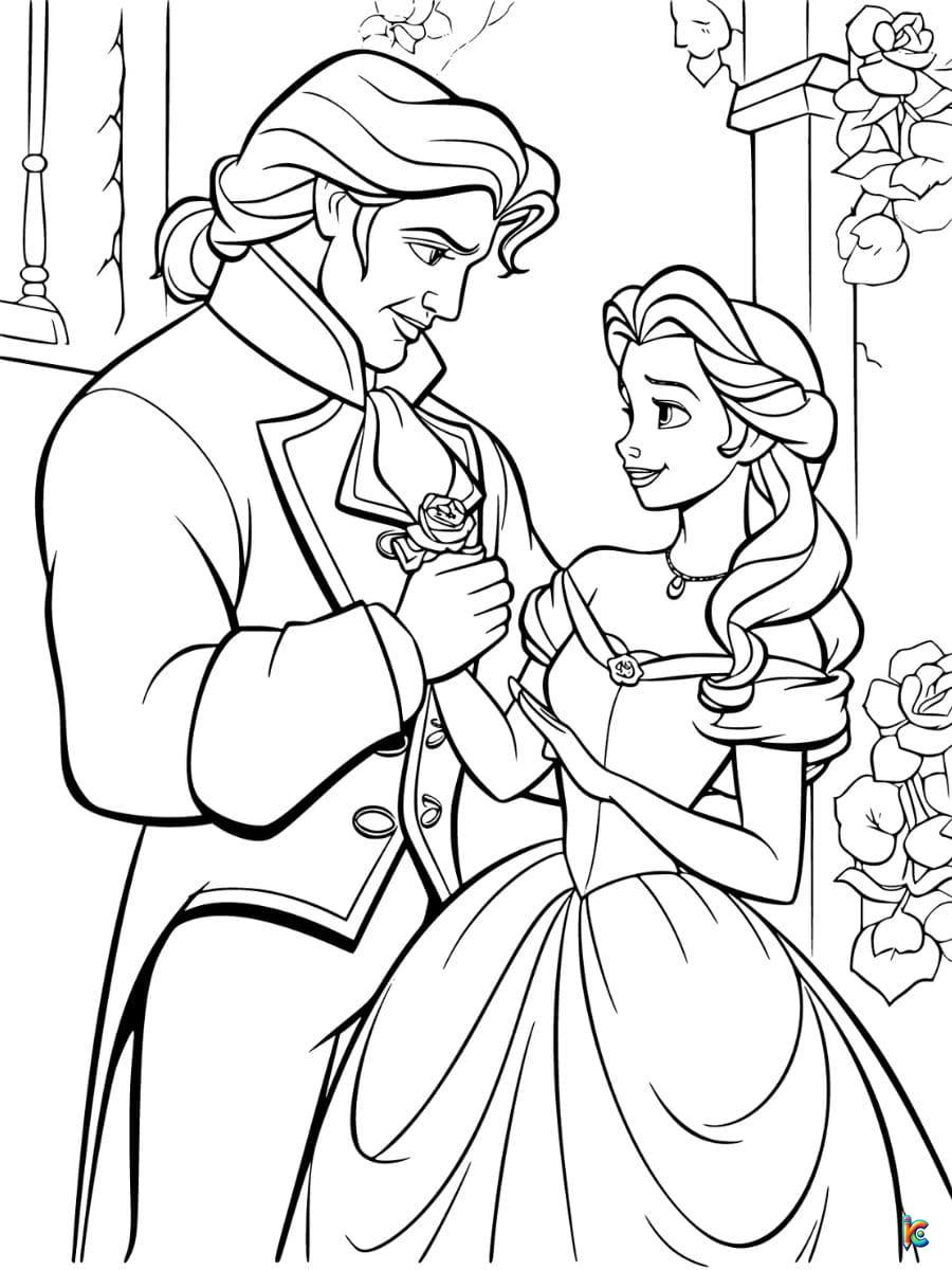 Easy Belle and Prince Coloring Pages