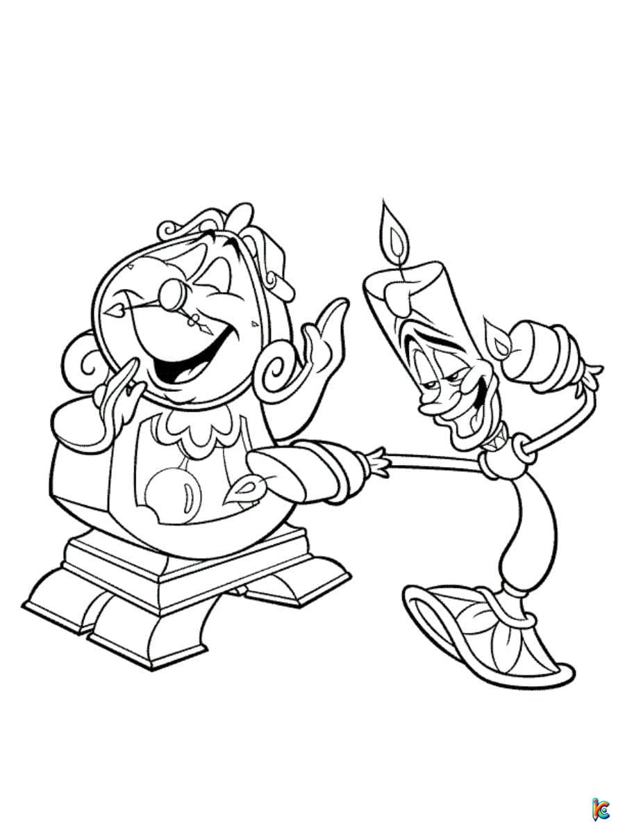 Lumière And Cogsworth Coloring Pages