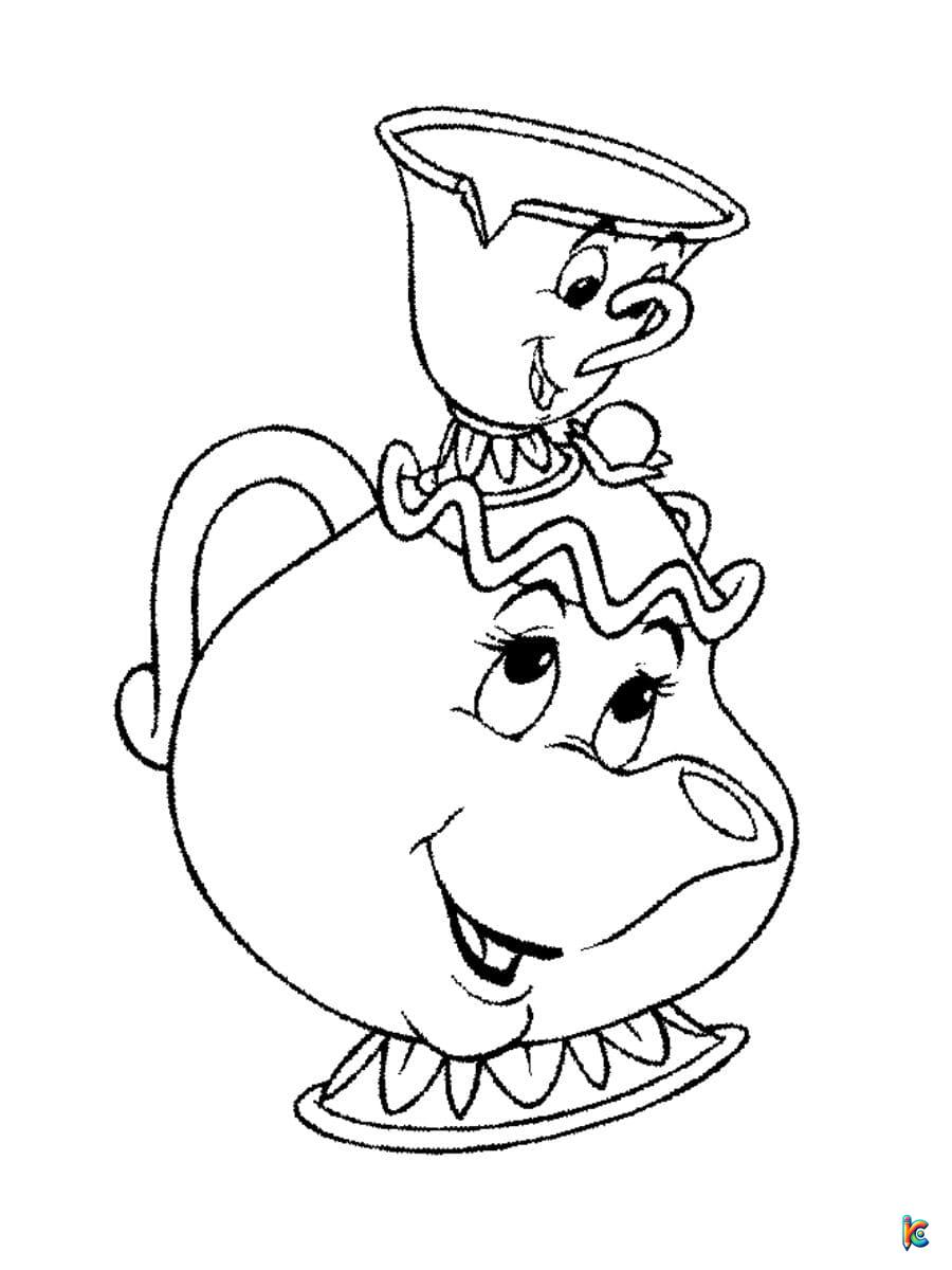 Mrs Potts and Chip Coloring Pages