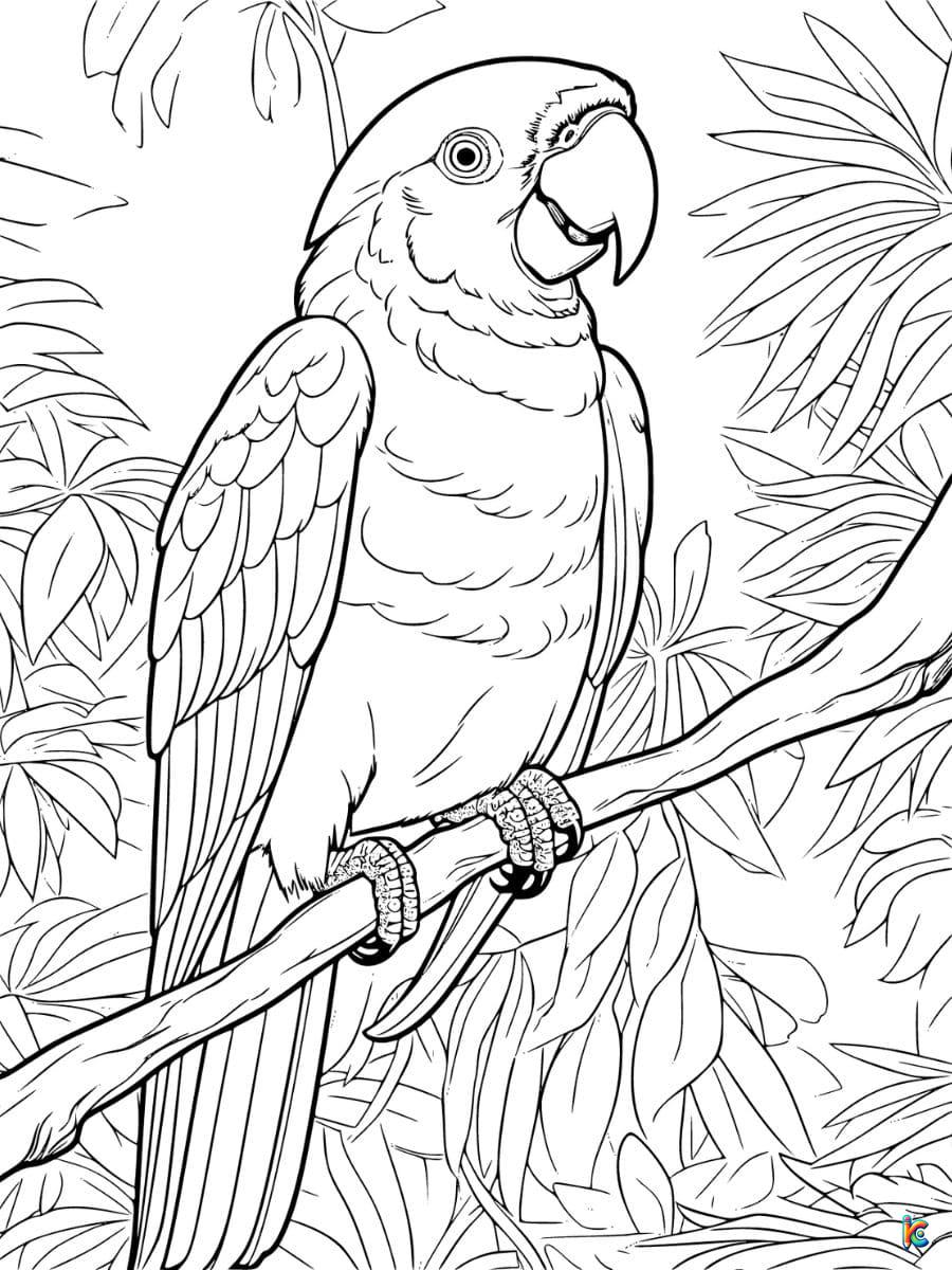 Parrot Realistic Coloring Pages