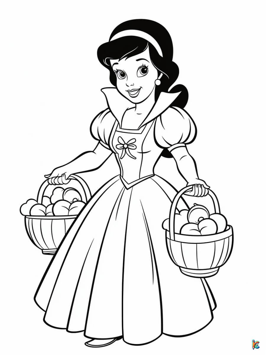Snow White with Fruit Basket Coloring Pages