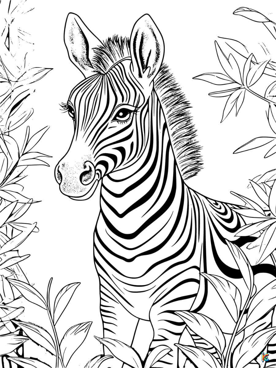 Zebra With Flower Coloring Pages