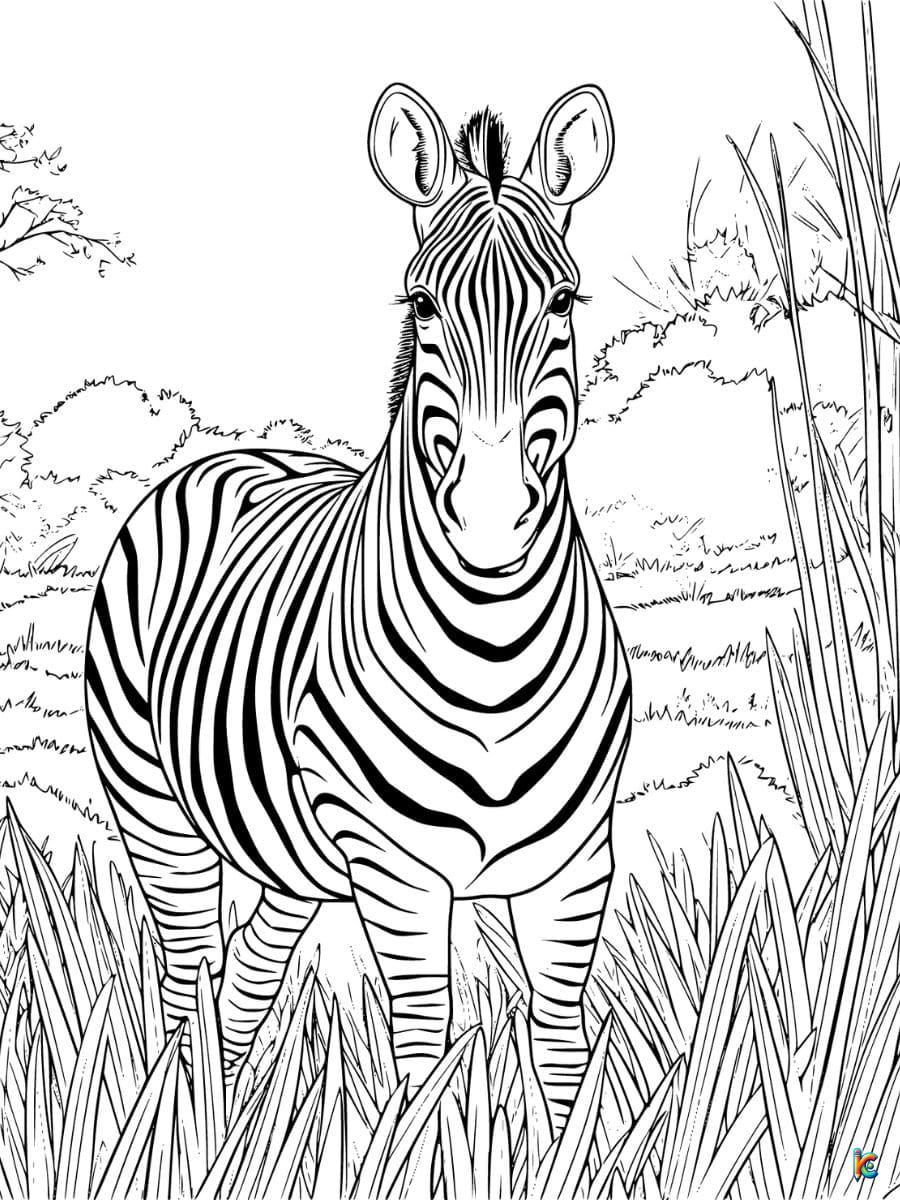 Zebra in Jungle Coloring Pages
