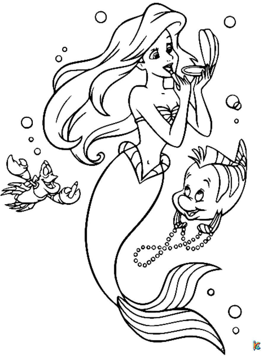 ariel little mermaid disney princess coloring pages