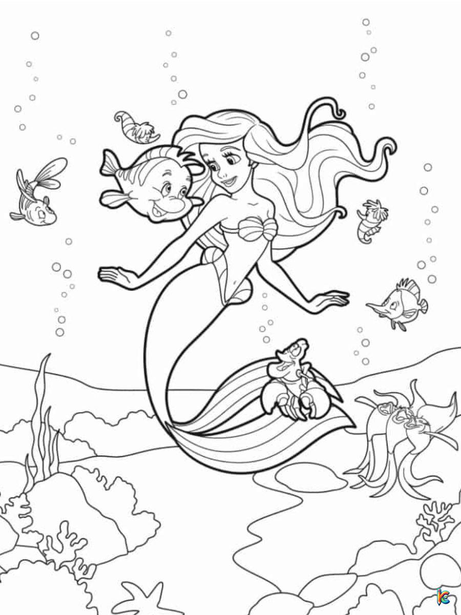 ariel mermaid coloring page