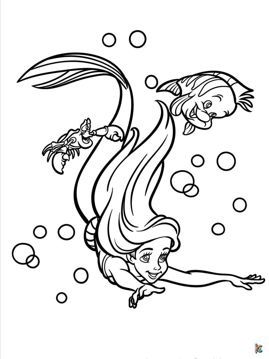 ariel the little mermaid coloring page