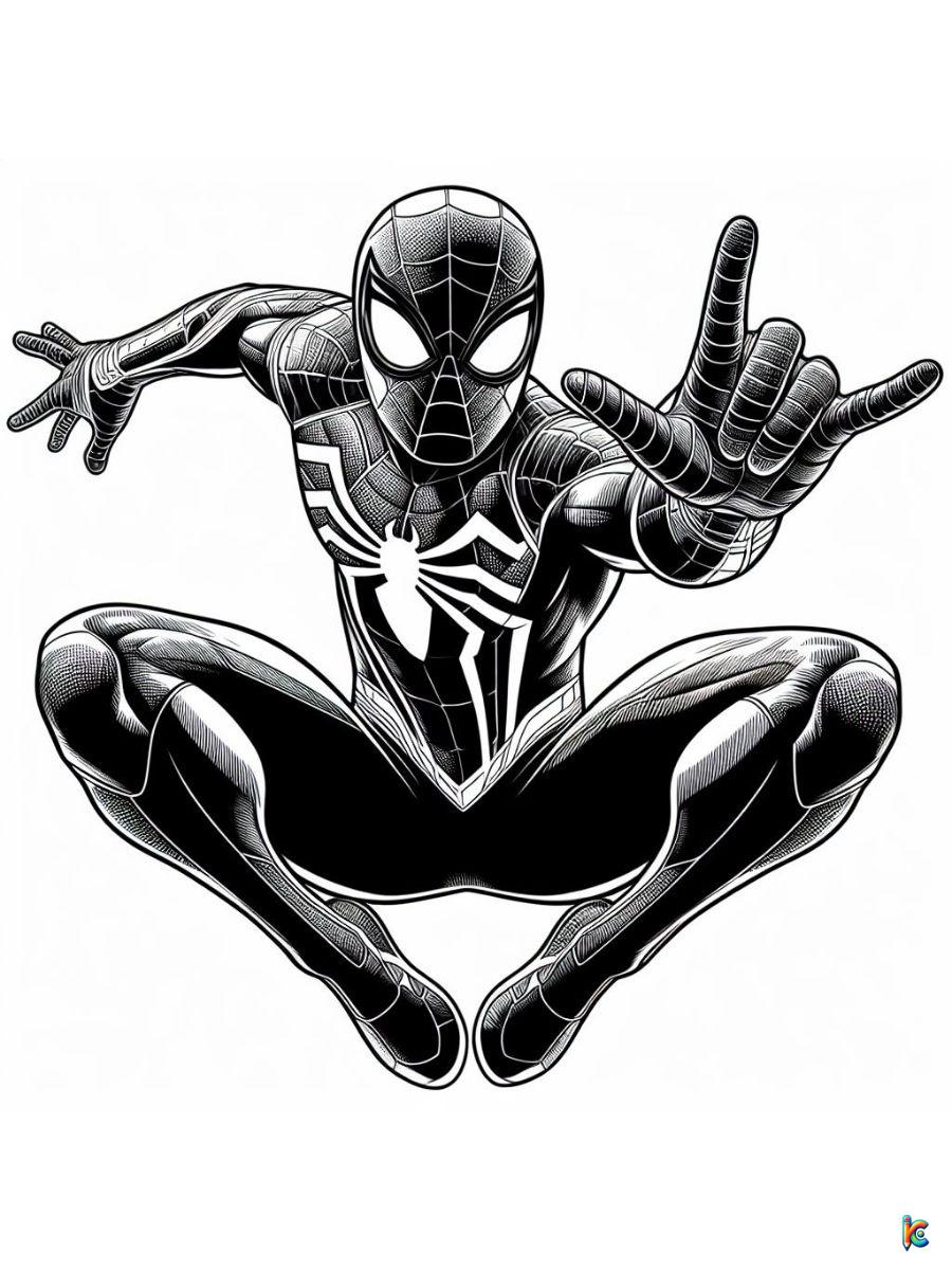 black spiderman coloring page