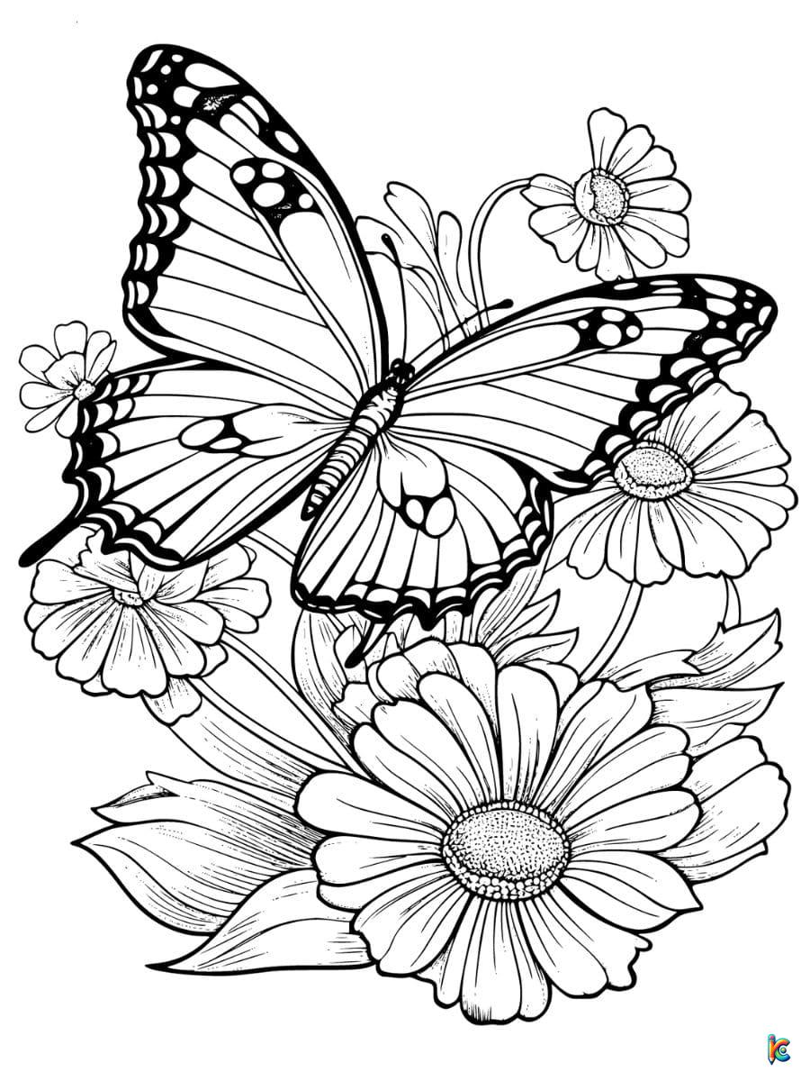 butterflies and flowers coloring pages