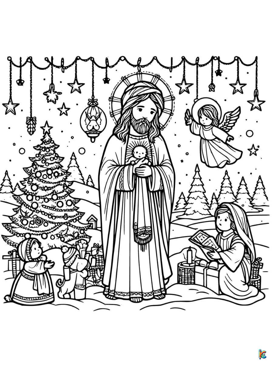 christmas coloring page jesus