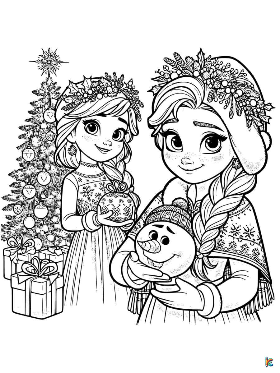 christmas frozen coloring pages
