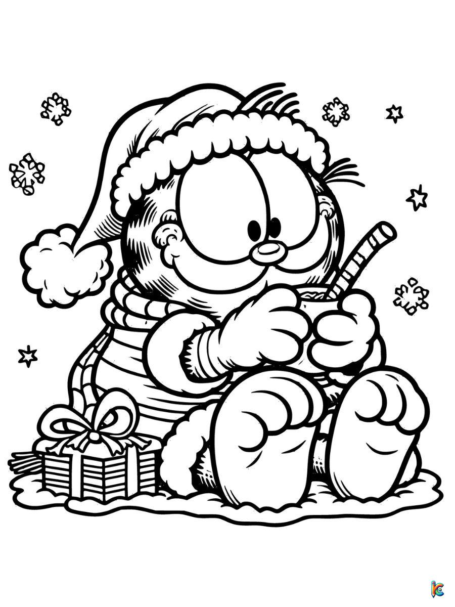 christmas garfield coloring page