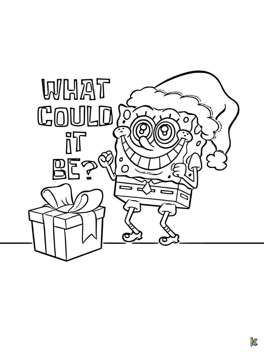 christmas spongebob color page