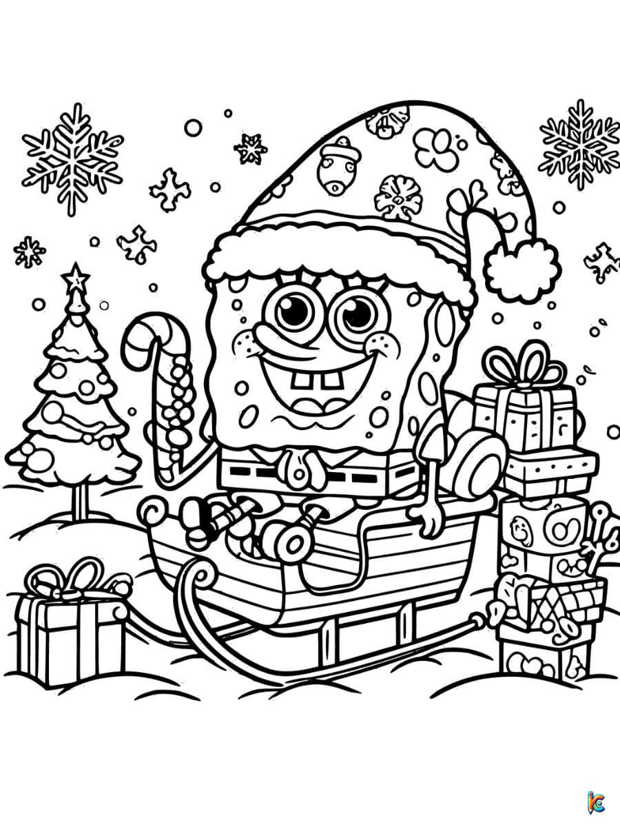 christmas spongebob coloring page free