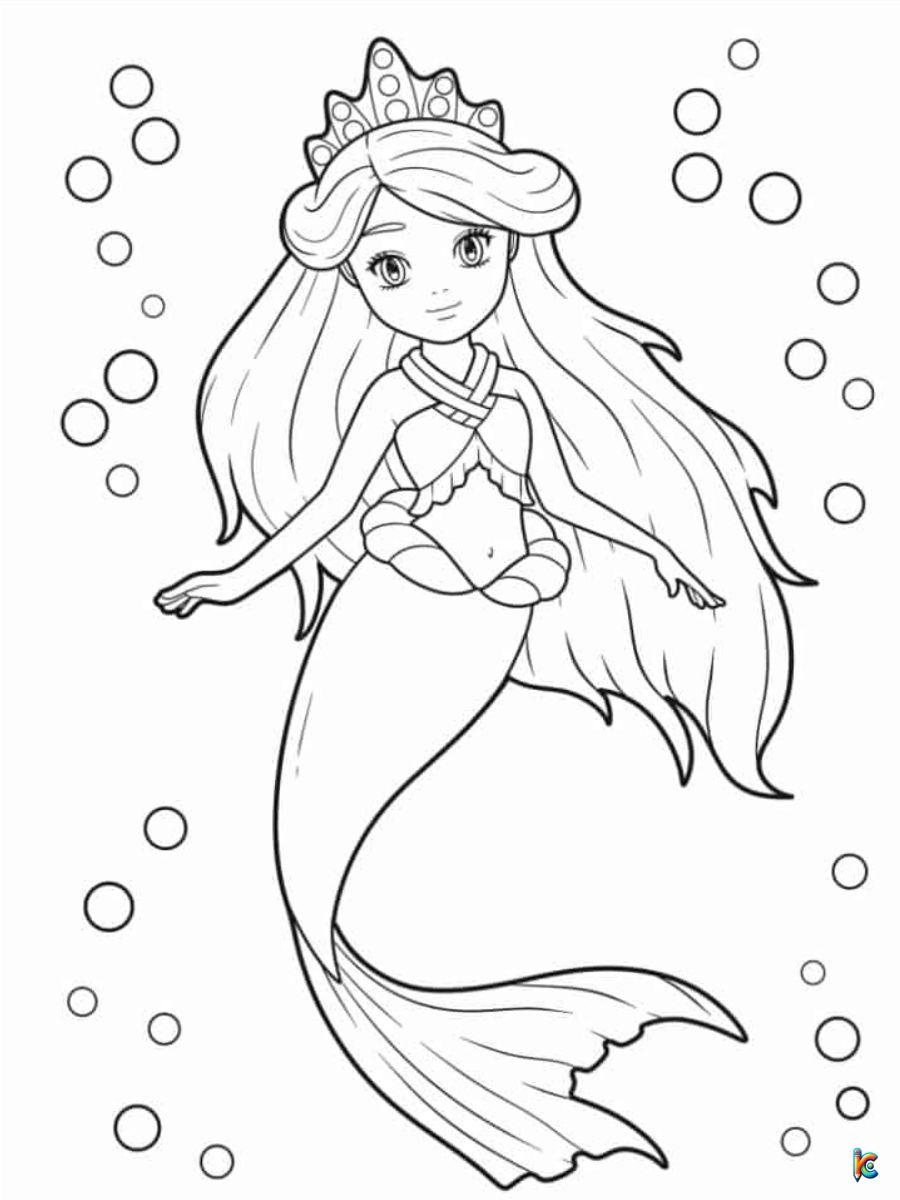 coloring page mermaid