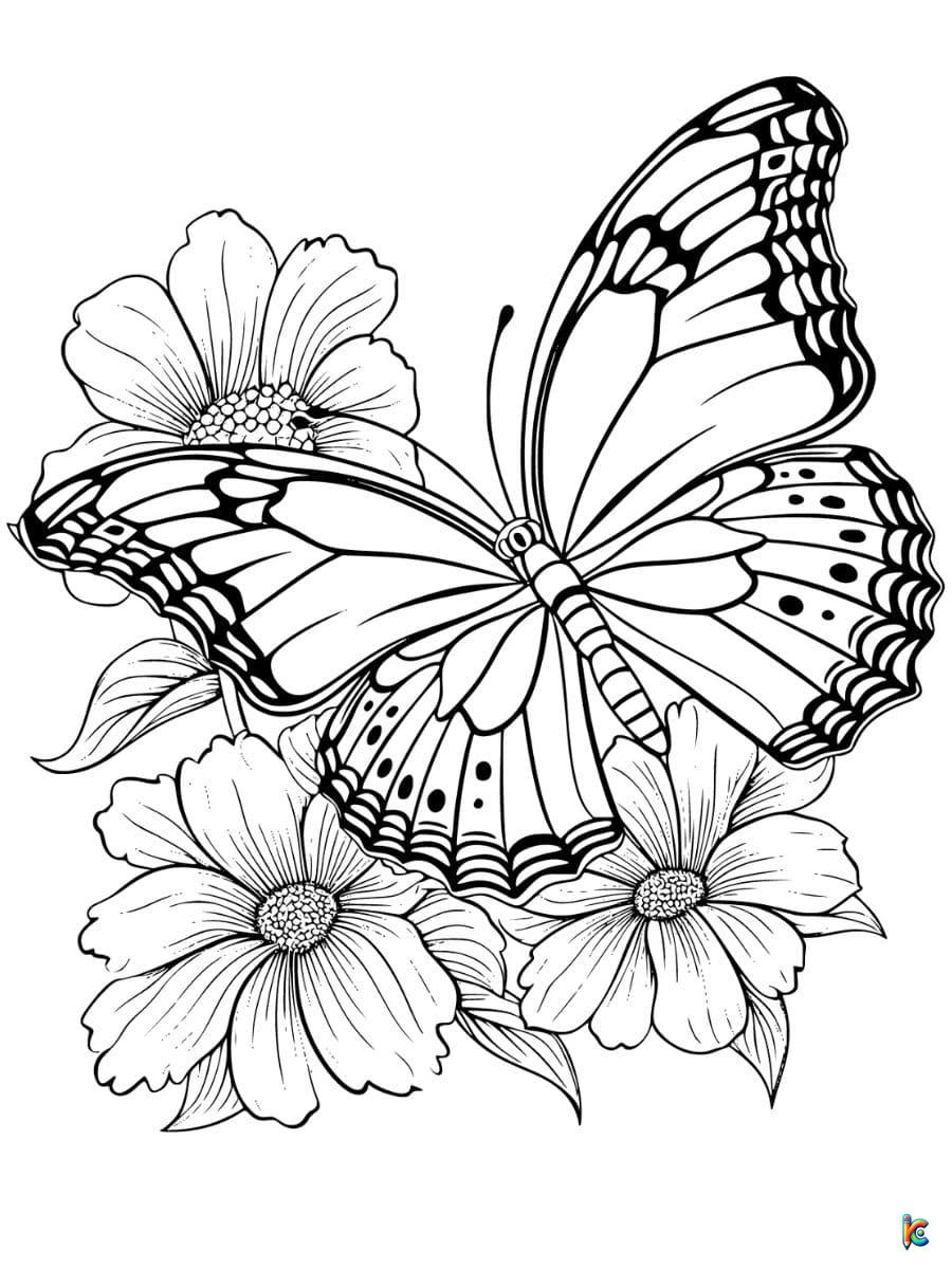 coloring pages flowers butterflies