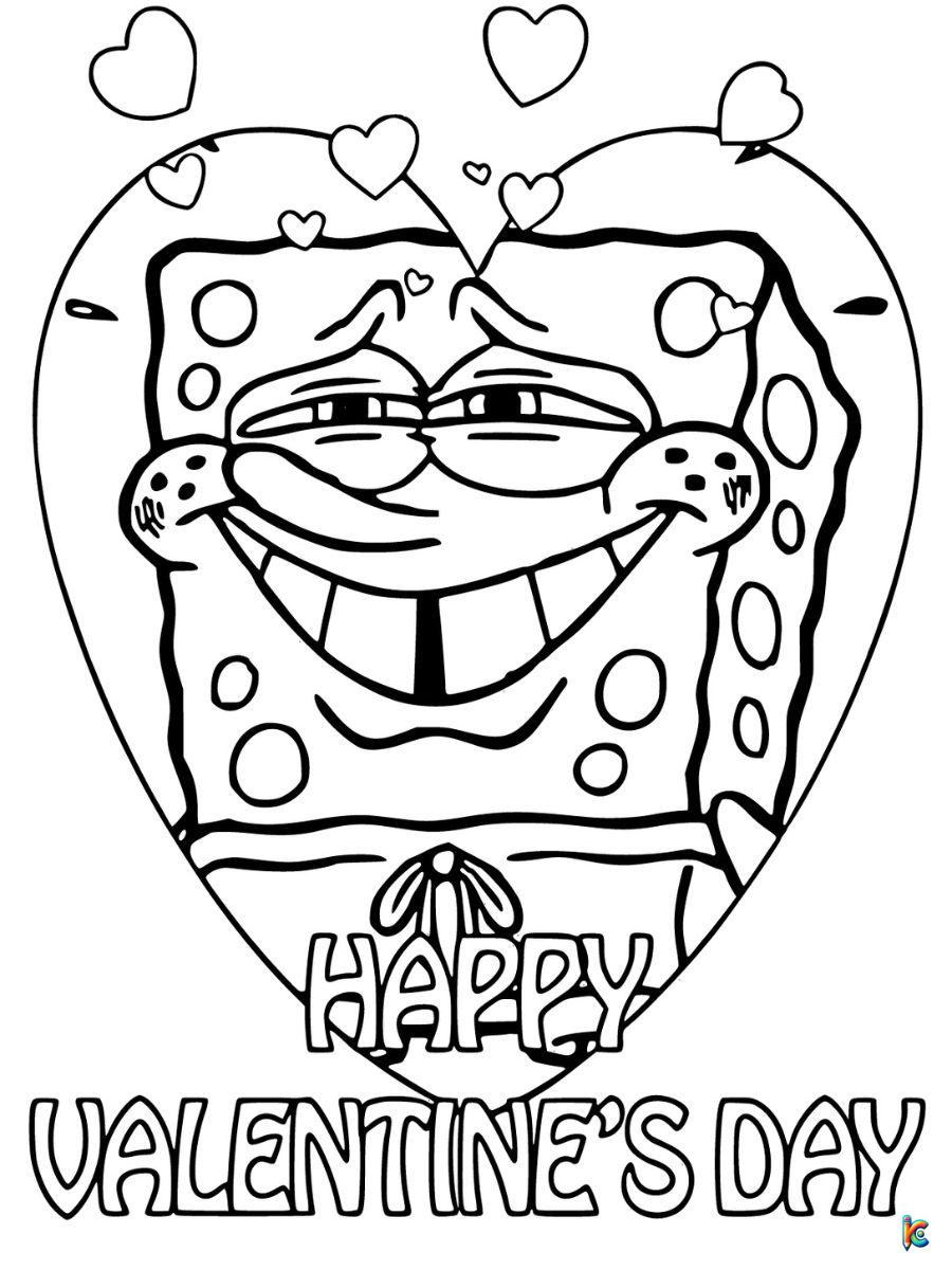 coloring pages for valentines day spongebob