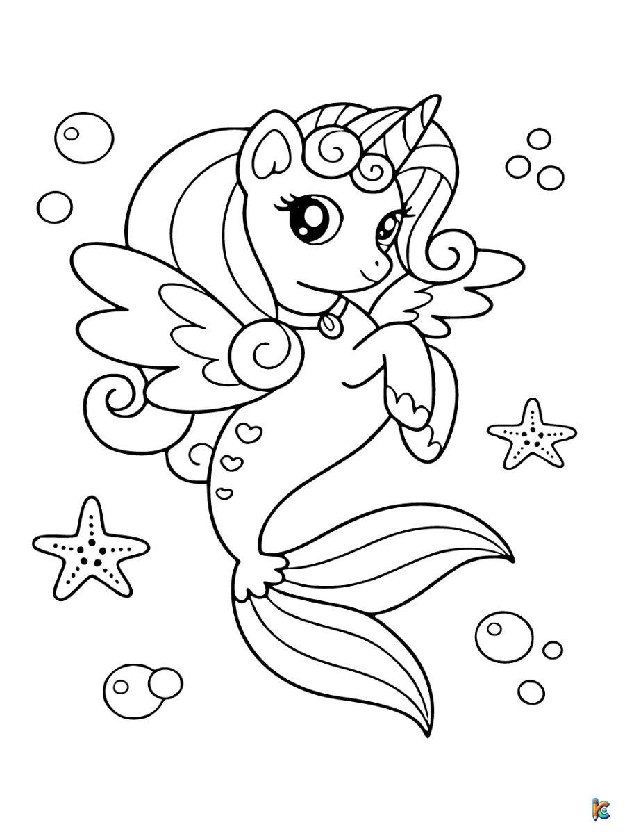 coloring pages mermaid unicorn