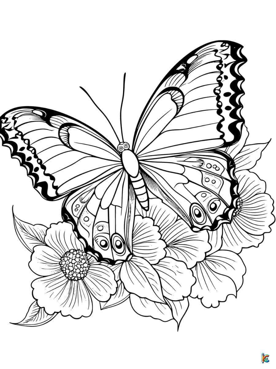 coloring pages of butterflies and flowers