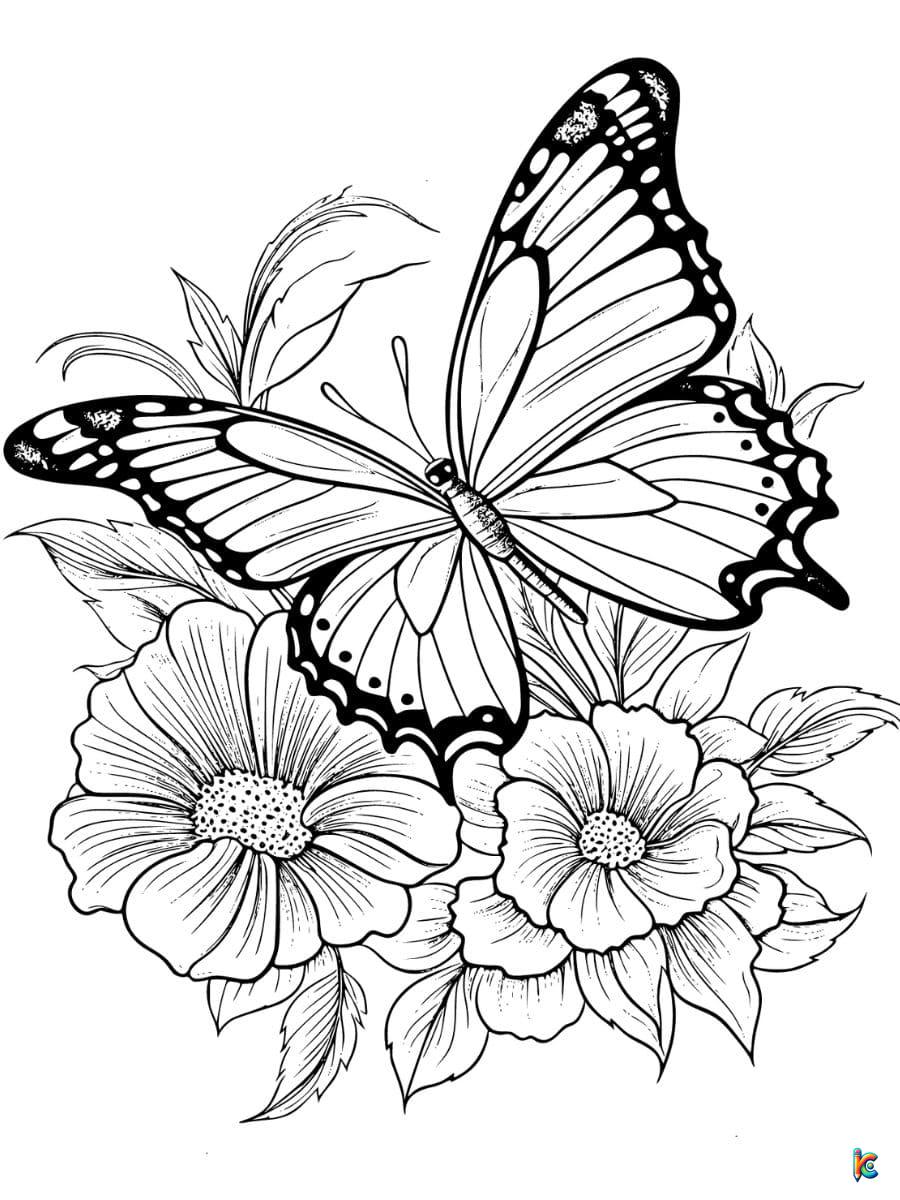 coloring pages of flowers and butterflies