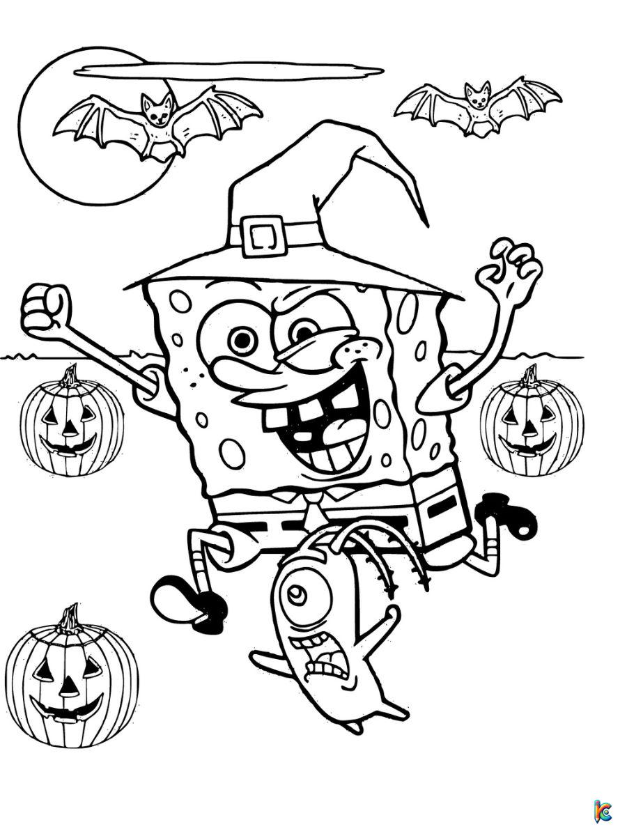 coloring pages spongebob halloween