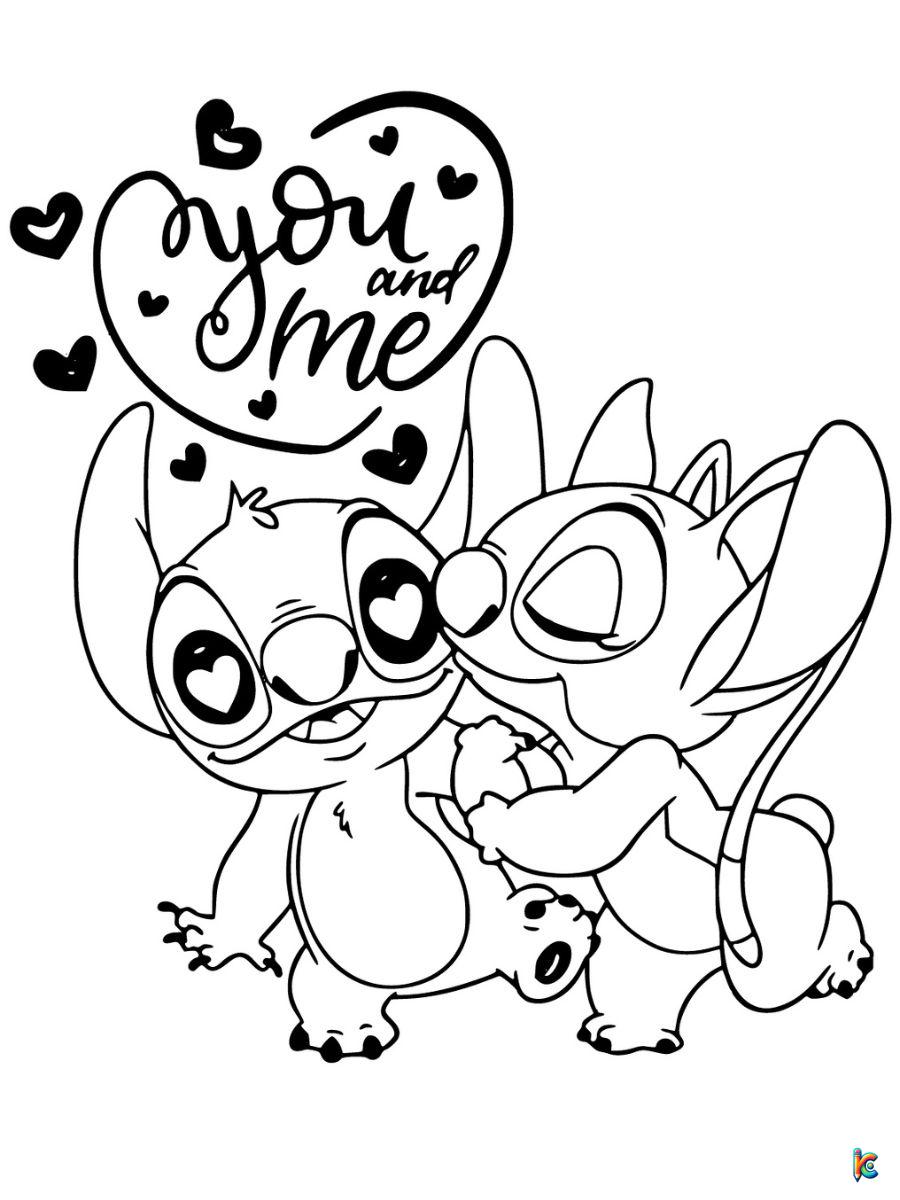 coloring pages stitch and angel