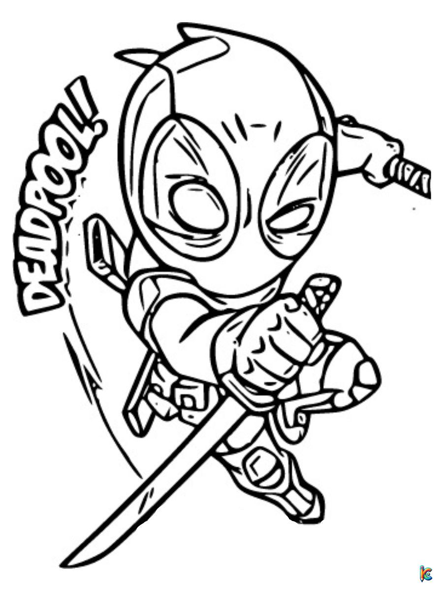 cute deadpool signs coloring pages