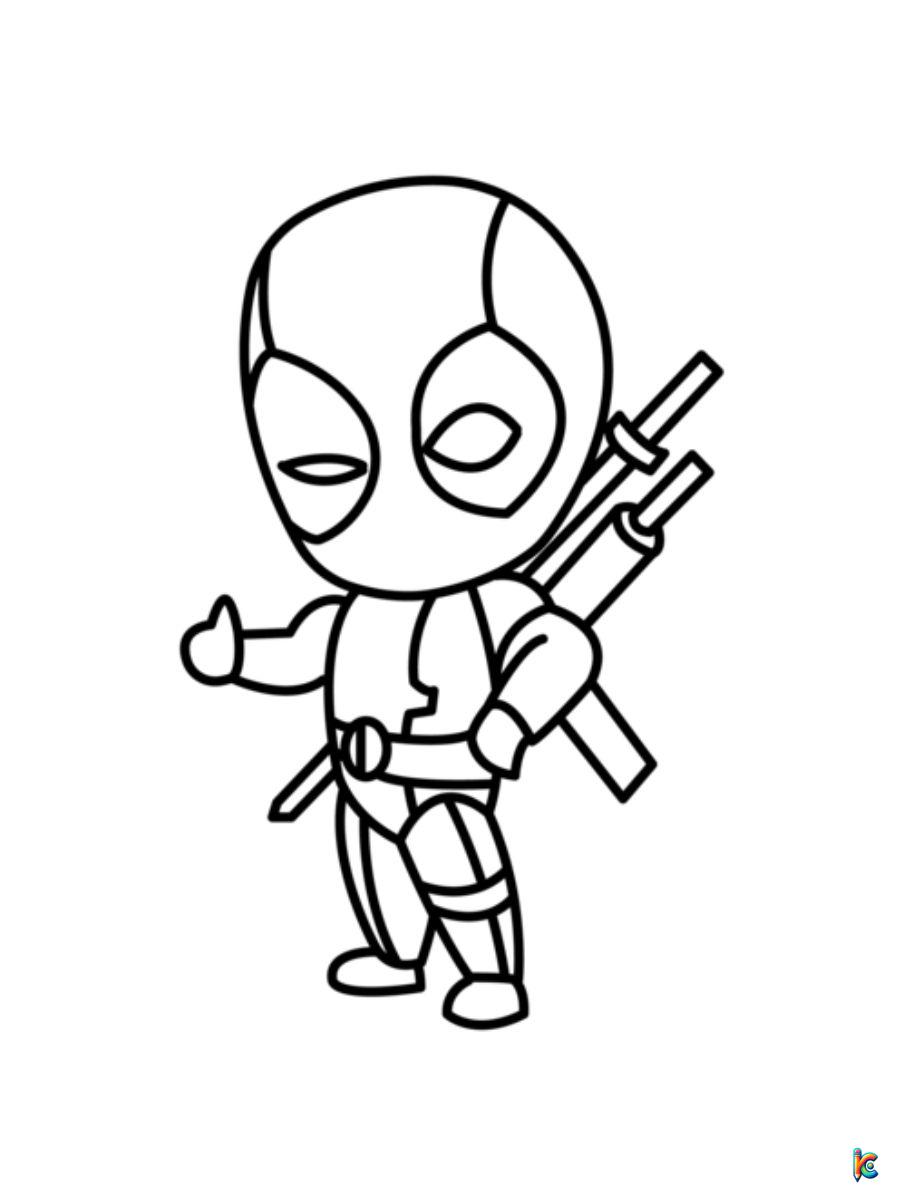 cute easy deadpool coloring page