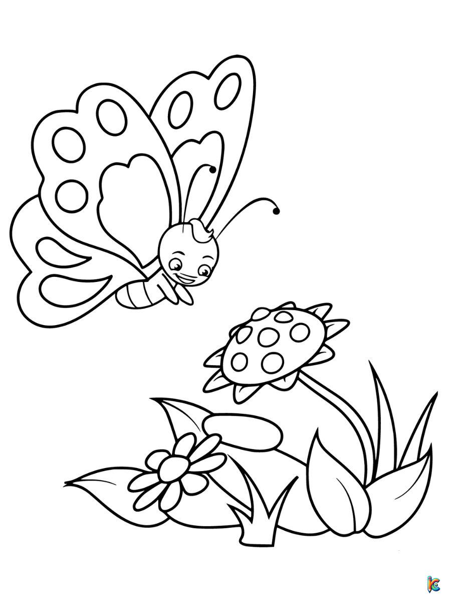 cute flowers and butterflies coloring pages