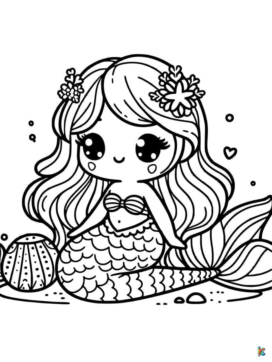 cute mermaid coloring page