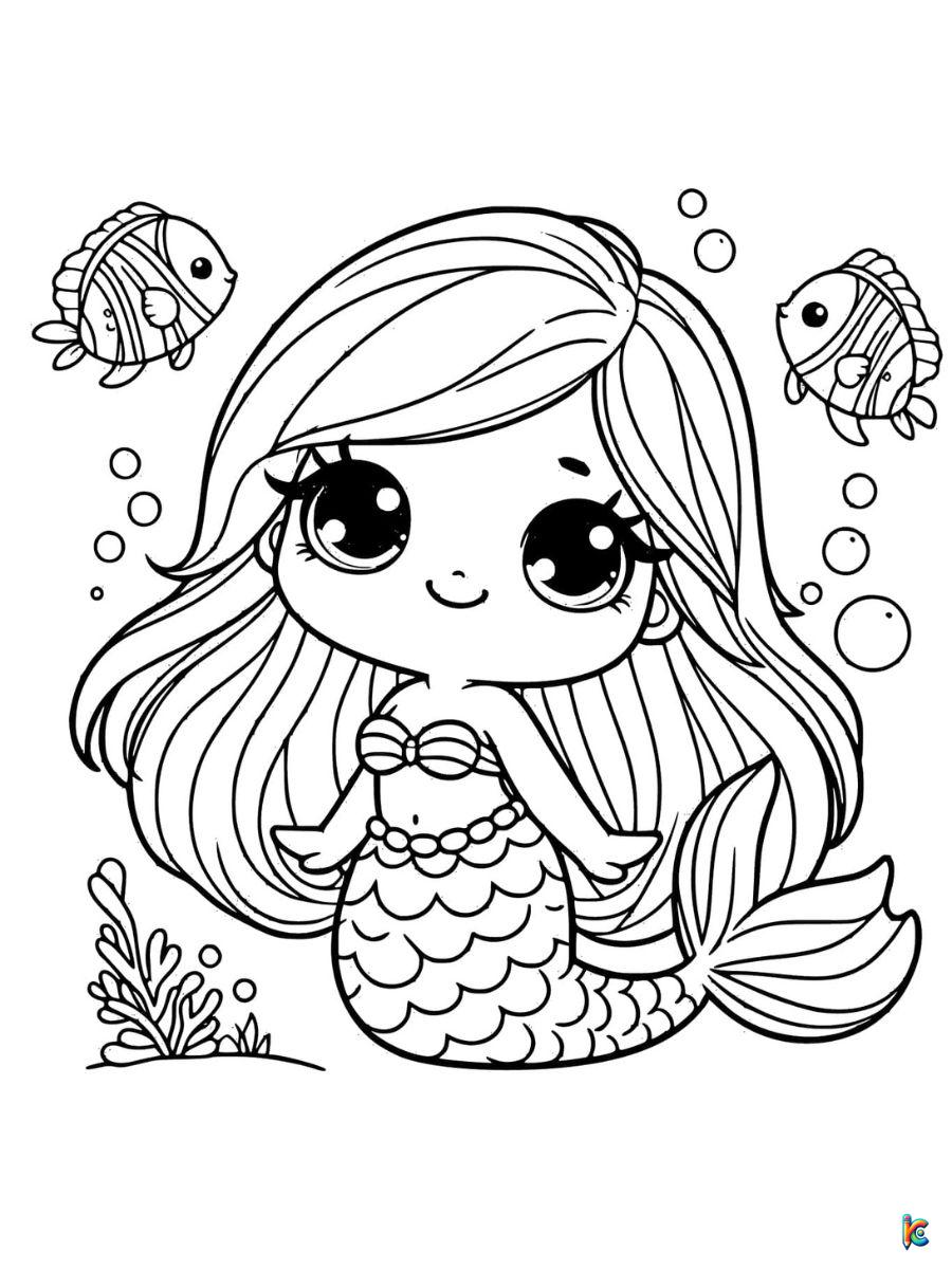 cute mermaid coloring pages printable