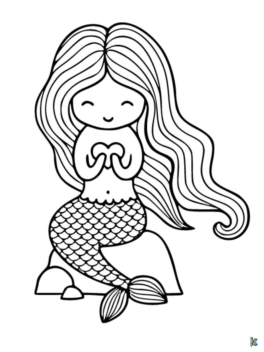 easy cute mermaid coloring pages