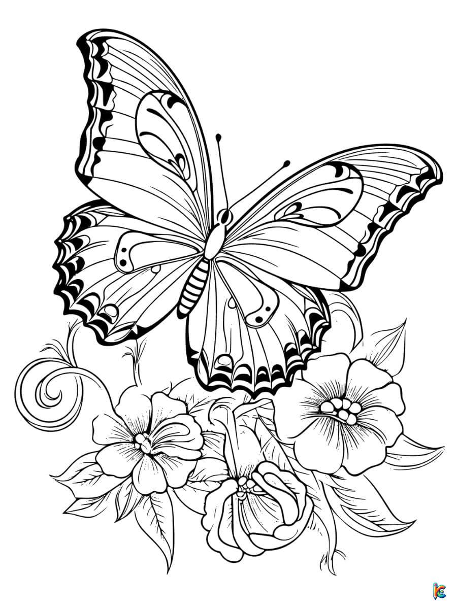 flowers and butterflies coloring pages