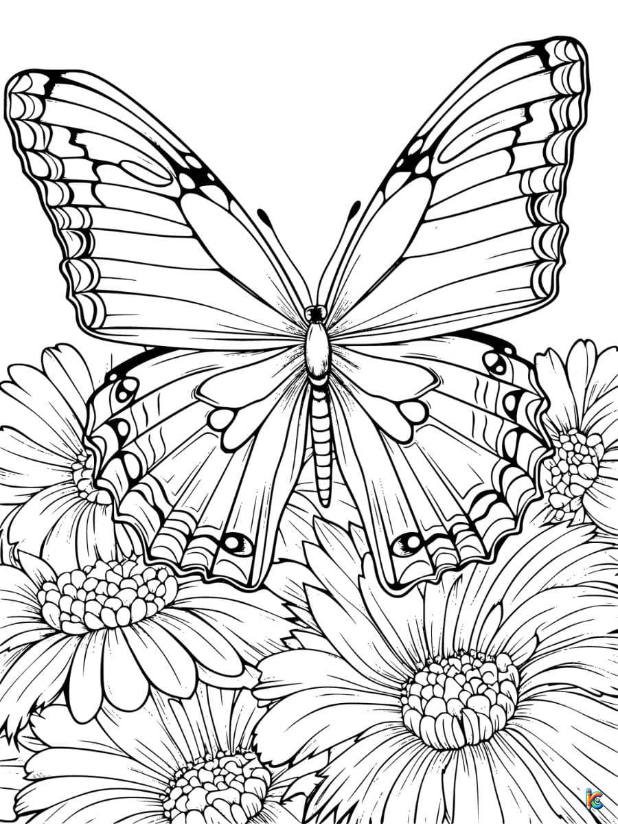 flowers and butterfly coloring pages