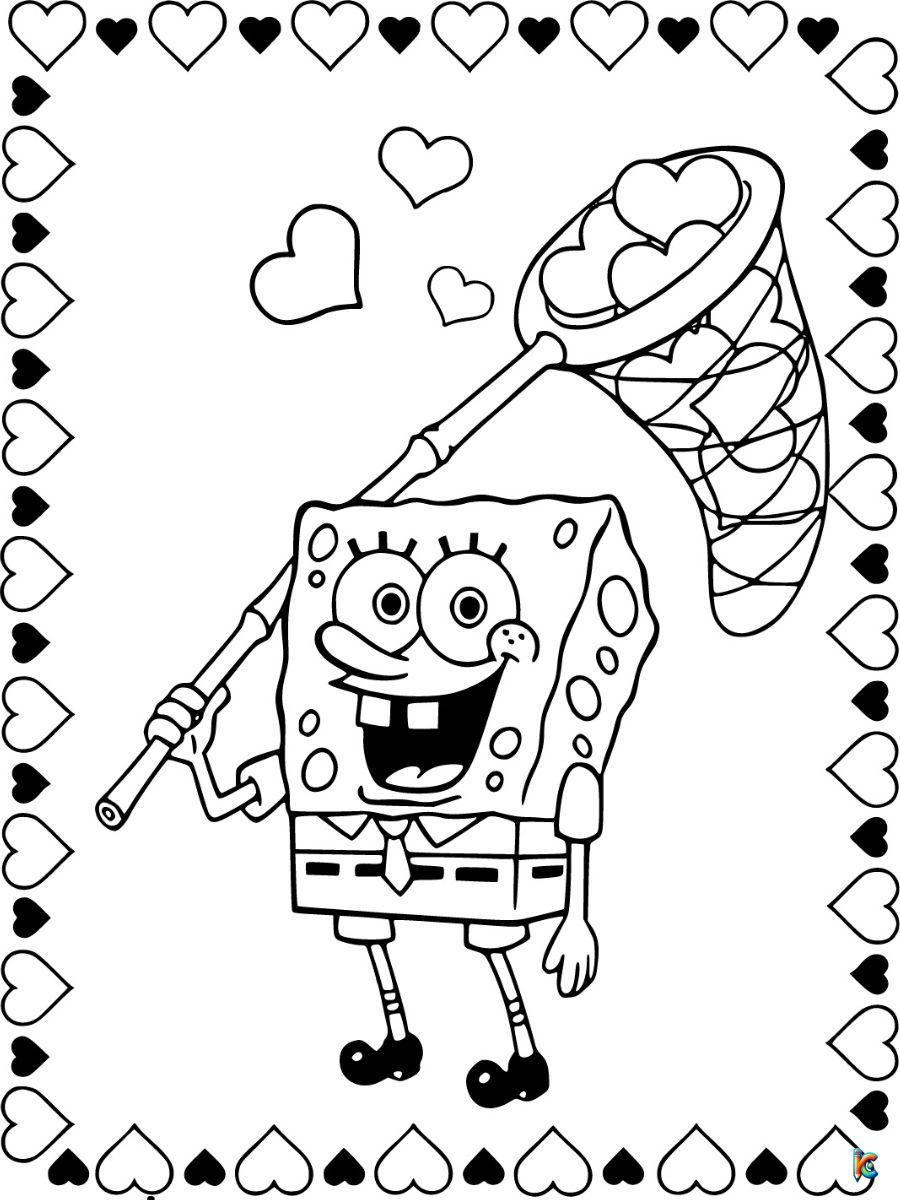 free coloring pages spongebob valentines