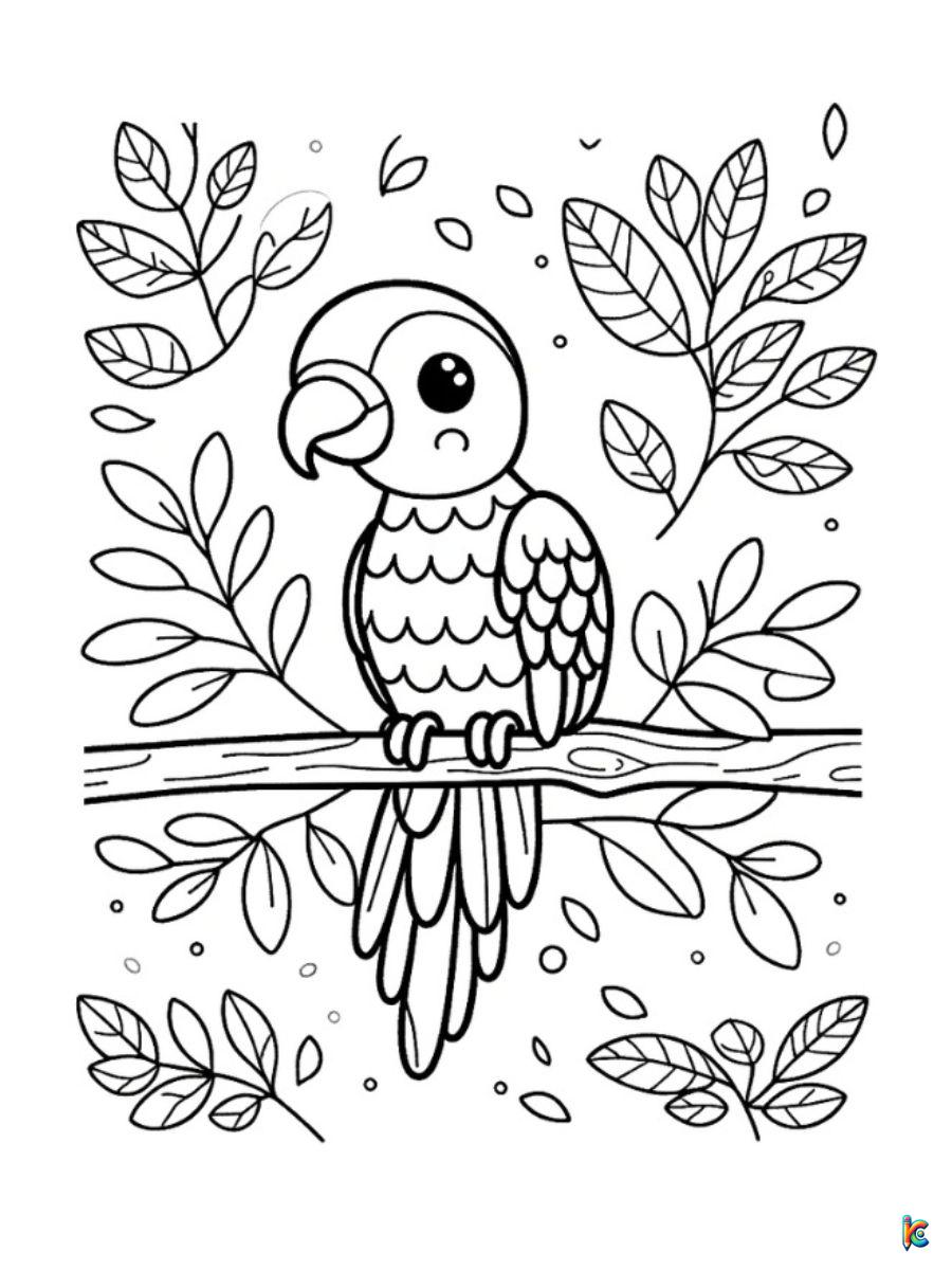 free parrot cute coloring pages