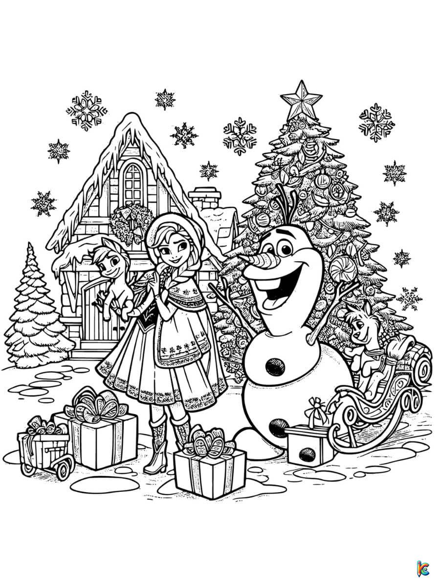 frozen disney christmas coloring pages