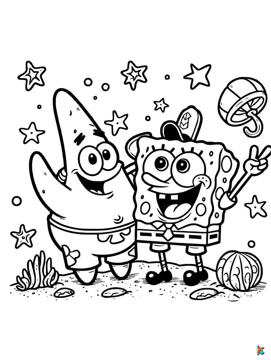 Spongebob Squarepants Black and White Kids Coloring Page 1