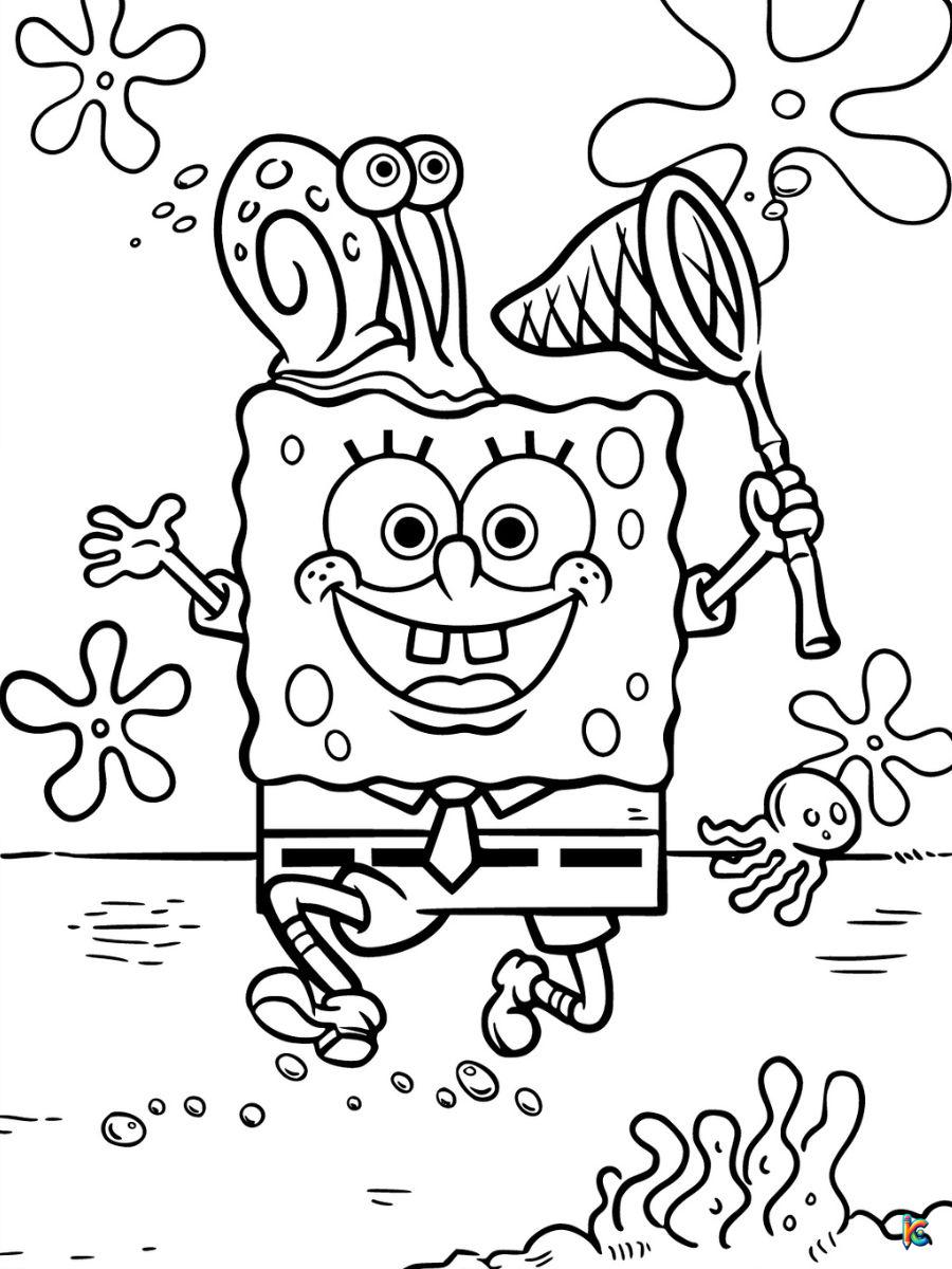 gary and spongebob color pages