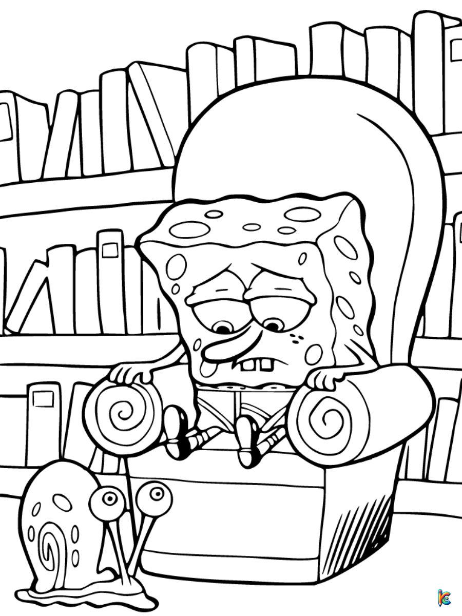 gary and spongebob coloring page