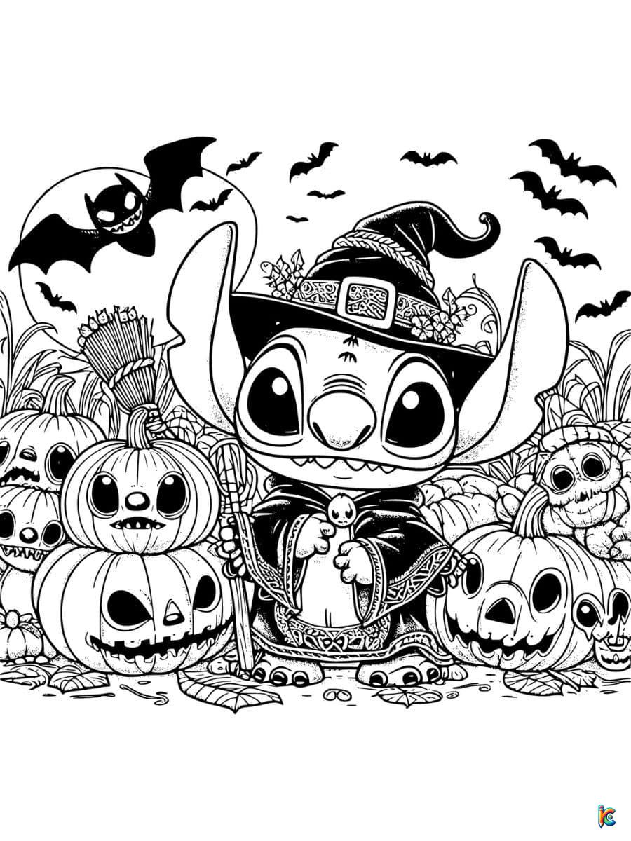 halloween stitch coloring page