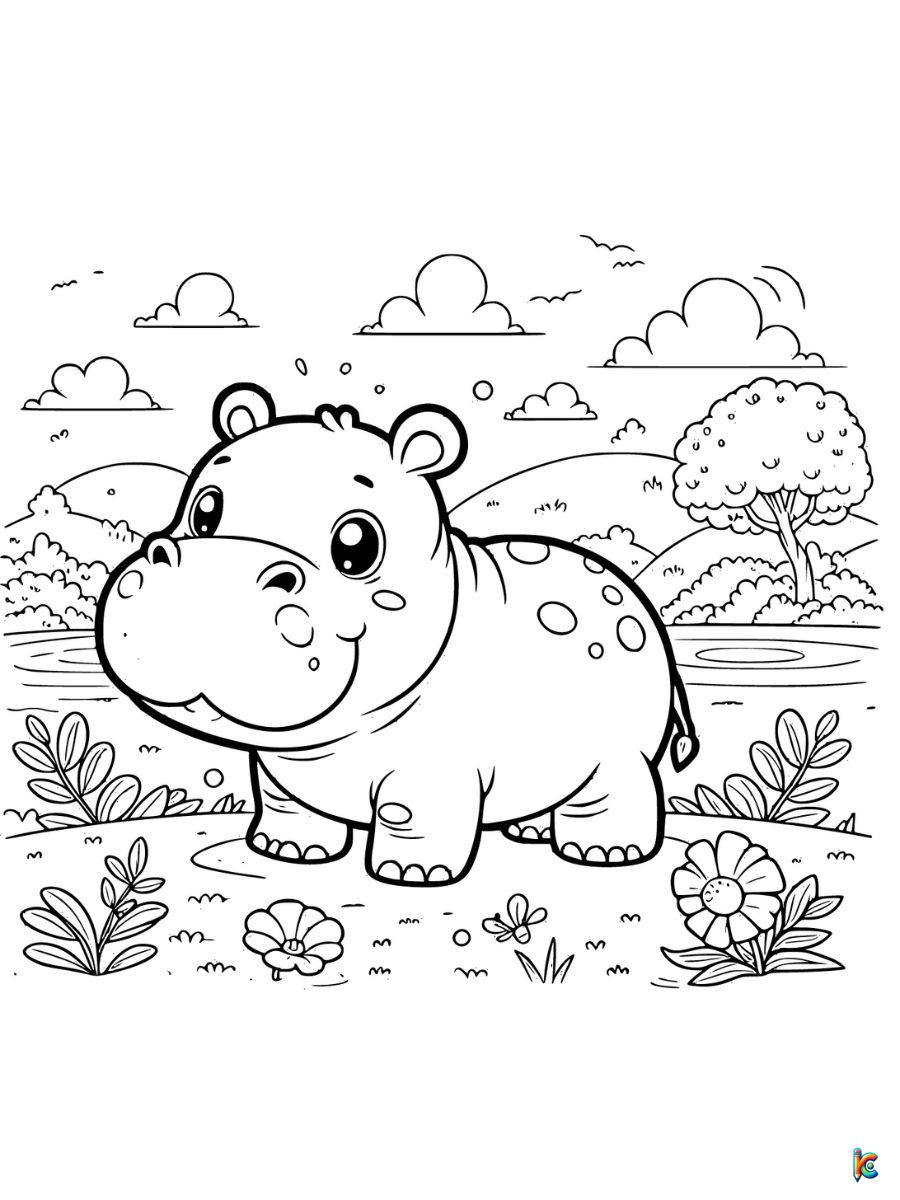 hippo coloring pages for adults
