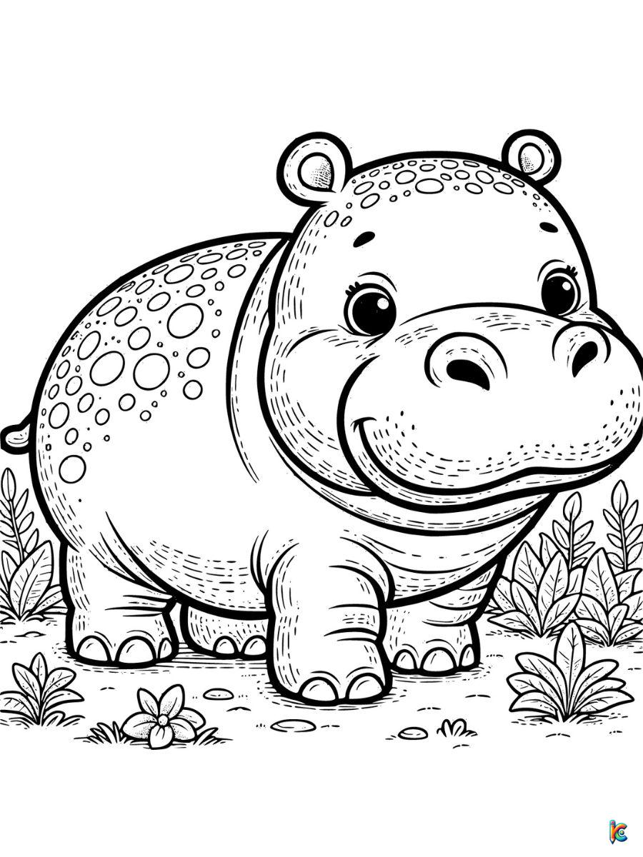 hippo coloring pages free